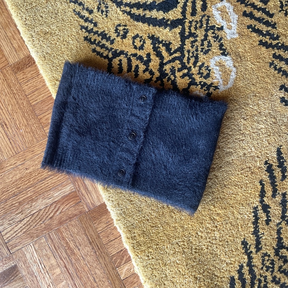 JACQUEMUS Black Fuzzy Cropped Strapless Top Size M